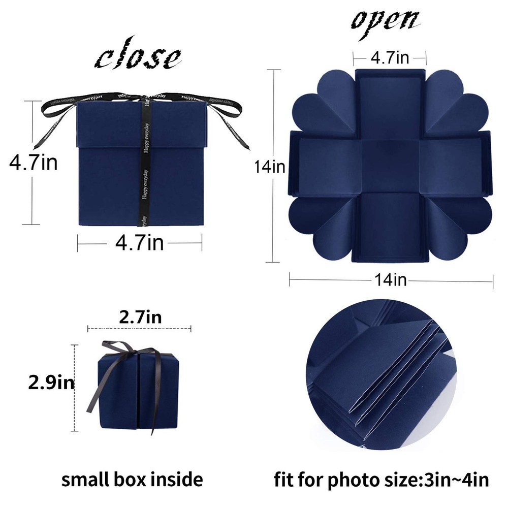 DIY Explosion Gift Box Set - Creative Love Memory Scrapbook & large, Blue