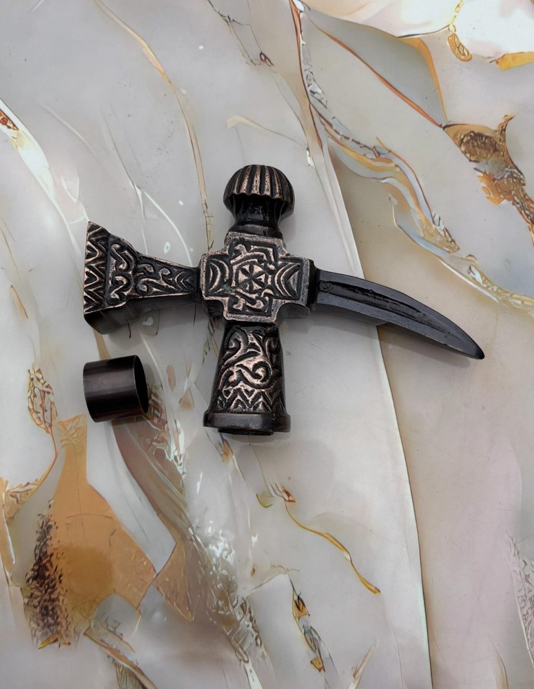 Hand-Engraved Solid Brass Walking Stick Handle Antique Style Cane Grip