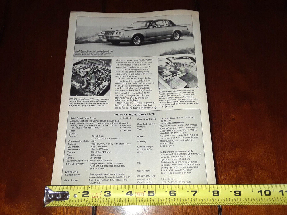 1983 BUICK TURBO T TYPE REGAL ORIGINAL ARTICLE