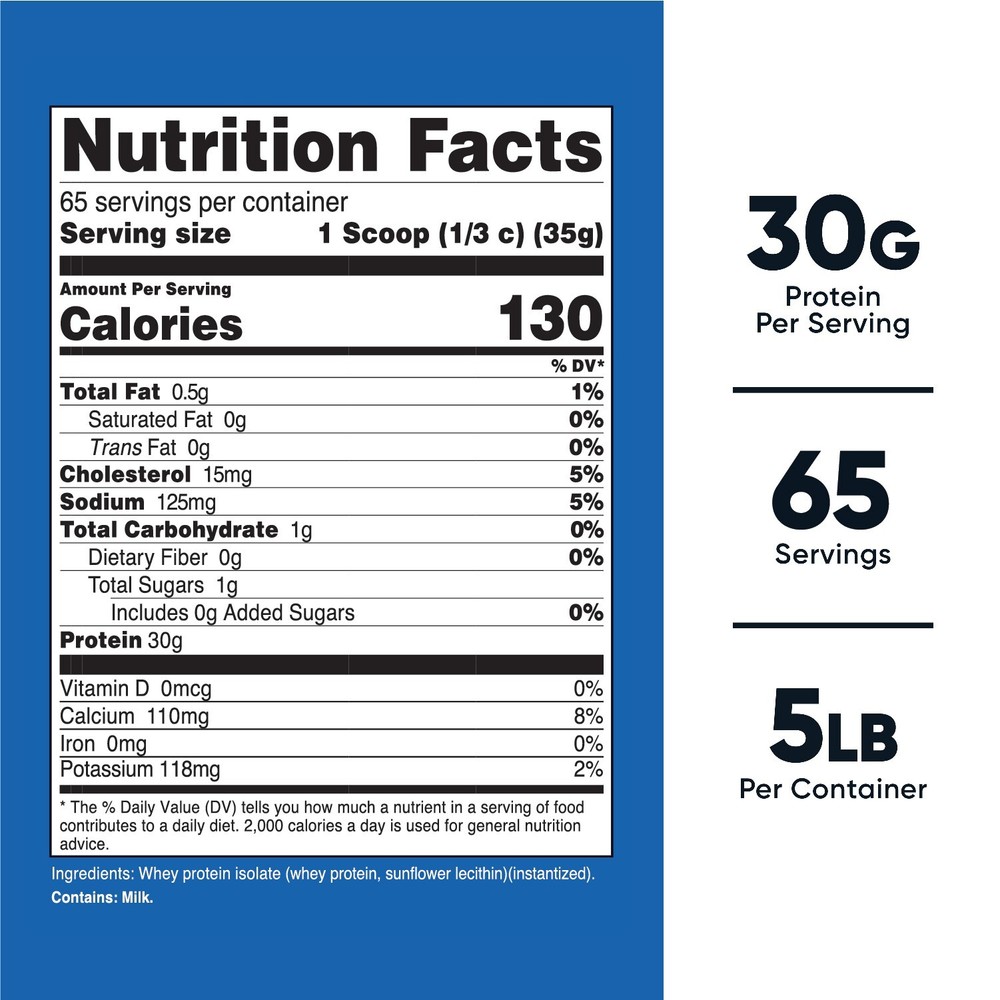 Nutricost Whey Protein Isolate (Unflavored) 5LBS - Protein Powder