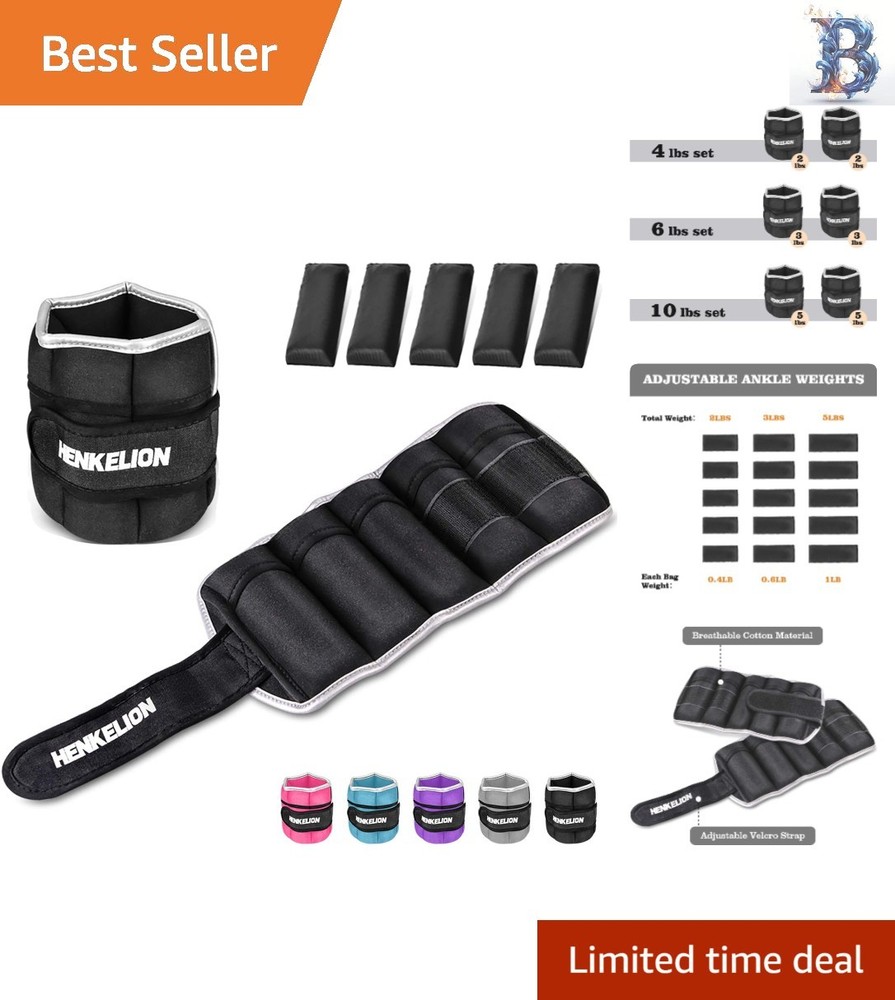 Comfortable Cotton Adjustable Ankle Weights - Improve Strength & Core Stability