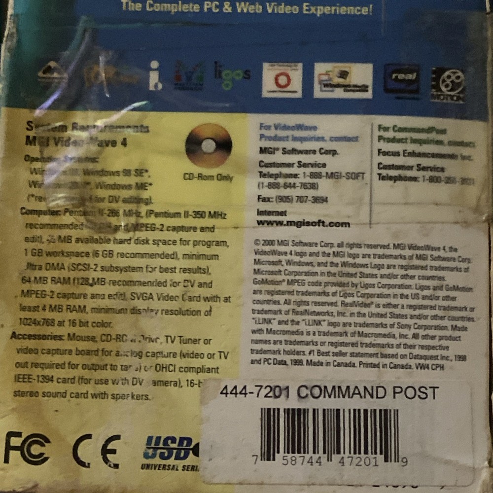 Vintage VIDEOWAVE COMMANDPOST PC & Web Video Editor Version 4.0/NEW/Unused