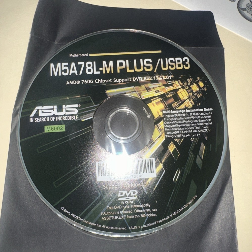 Accessory Pack AMD ASUS M5A78L-M Plus/usb3 Motherboard DVD Guide