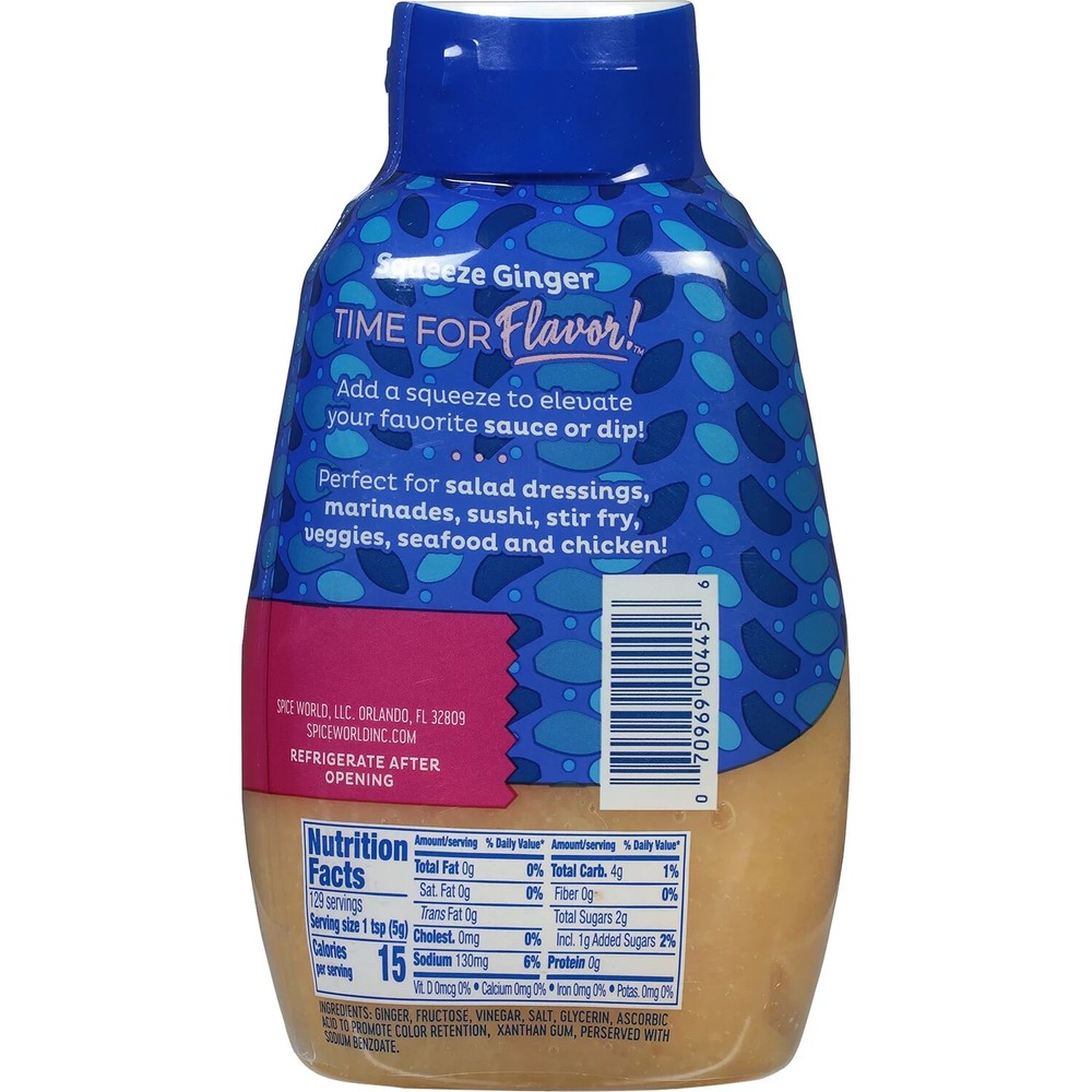 Spice World Squeeze Minced Ginger 22.75 oz Fresh Seasoning Paste