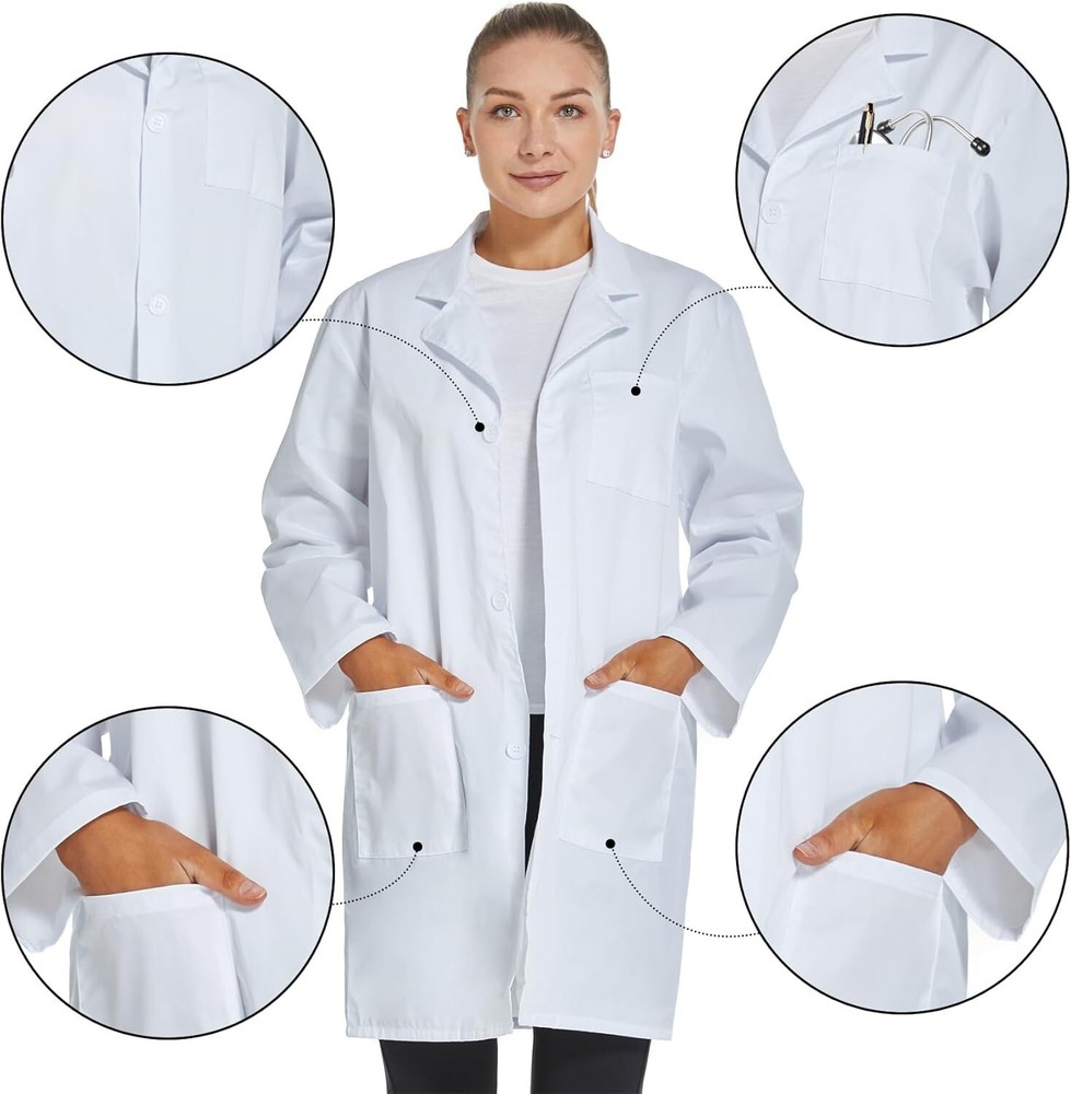 Professional Lab Coat Unisex Polyester Size S Modern Design Multi-Use
