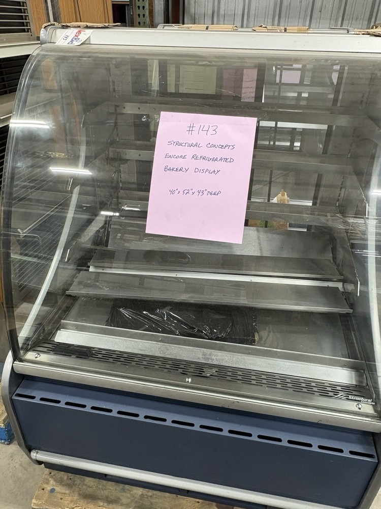 Structural Concepts Encore Refrigerated Bakery Display Curved Glass 2 Shelves