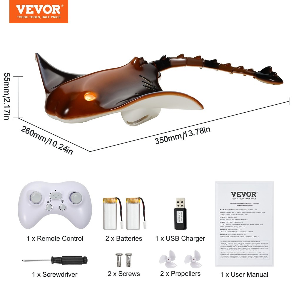 Remote Control Manta Ray Toy 2.4GHz High Simulation Robot Manta Ray Light