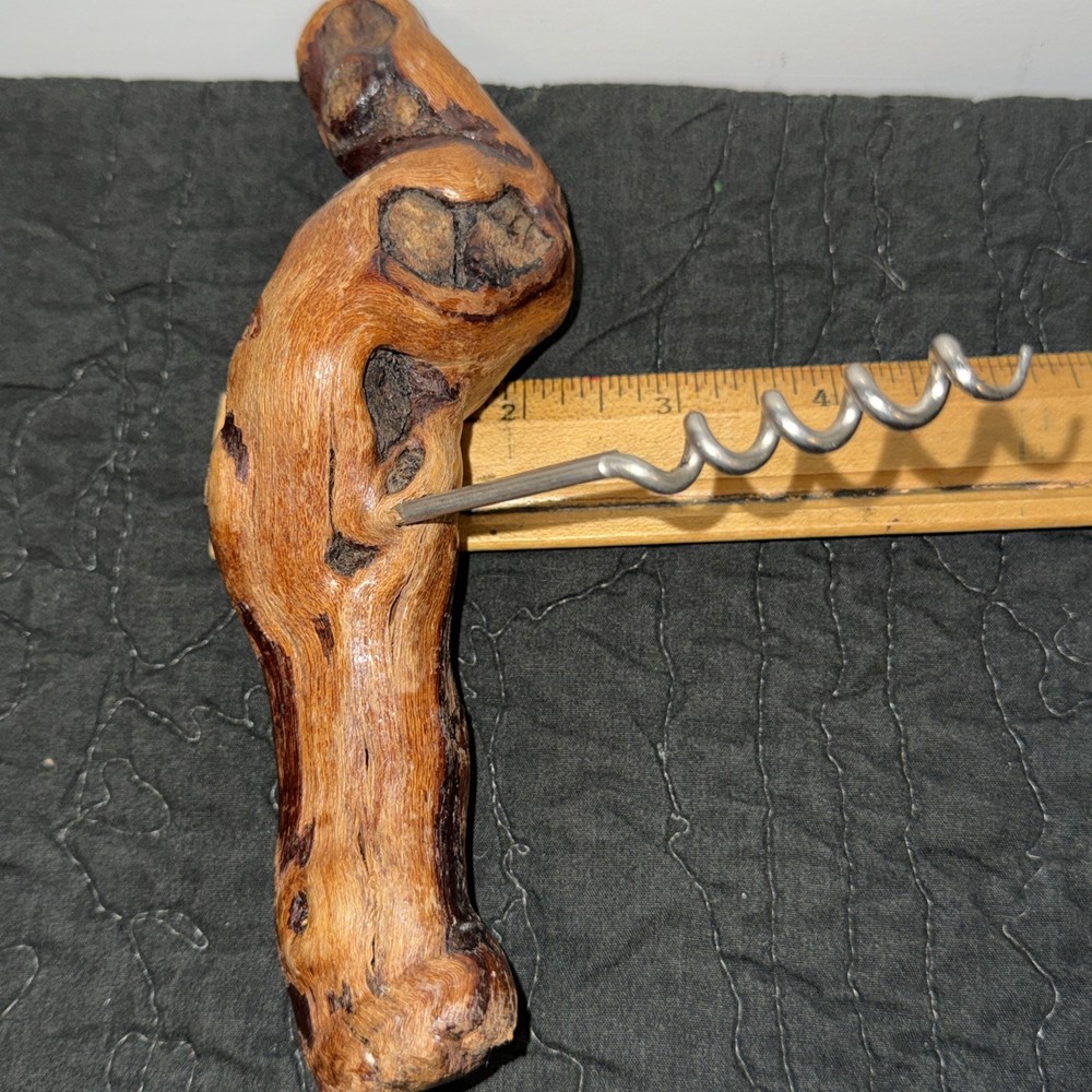 Grape Vine Root Wood Handle Corkscrew Knotty Burl Barware Val De Loire Bougrier