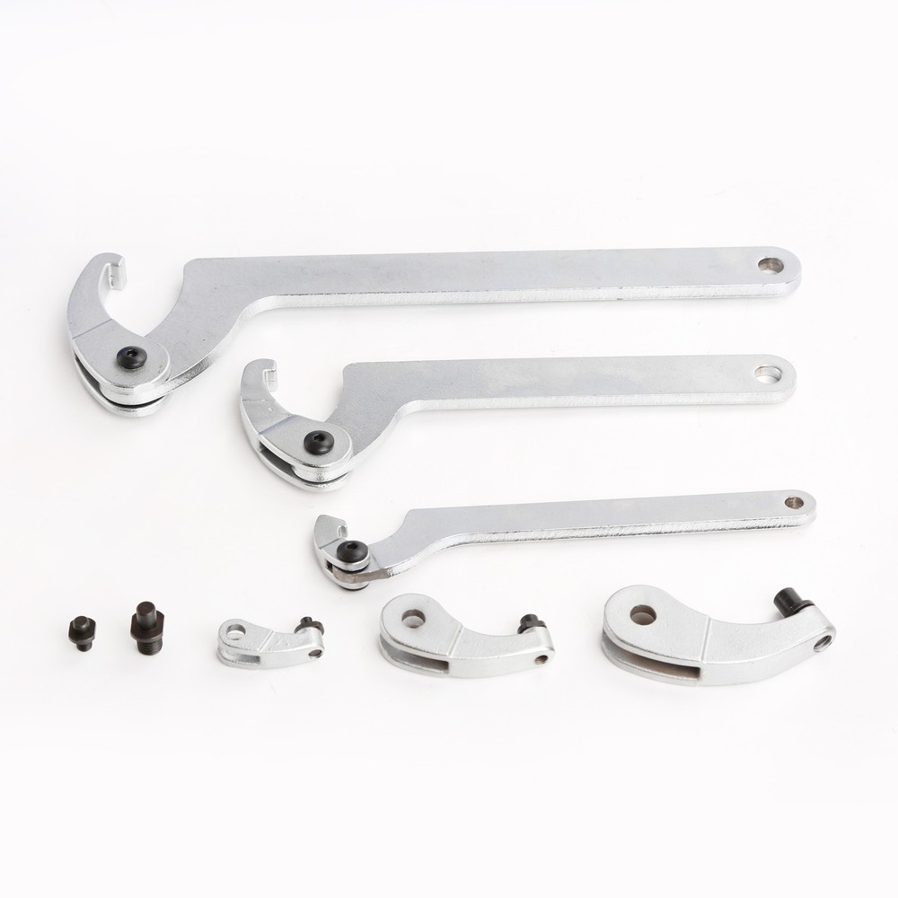 Adjustable Hook And Pin Wrench Tools Set With C Spanner Tool Kit 35- 120mm 8pc