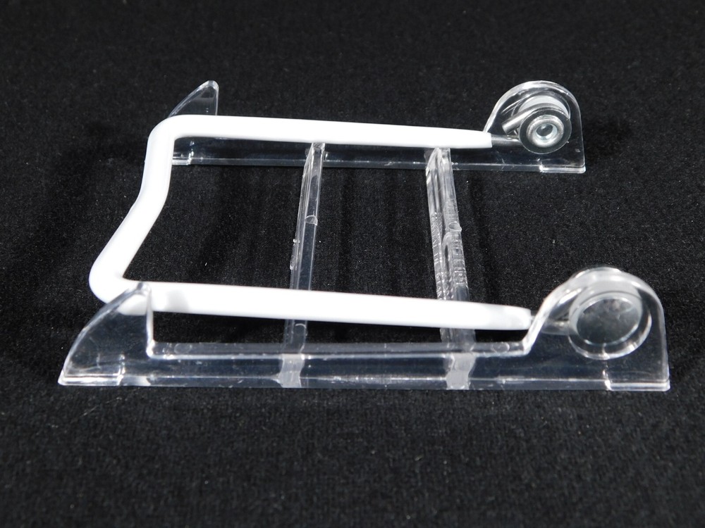 Easel Display Stand Small Size ADJUSTABLE White Back Clear Base