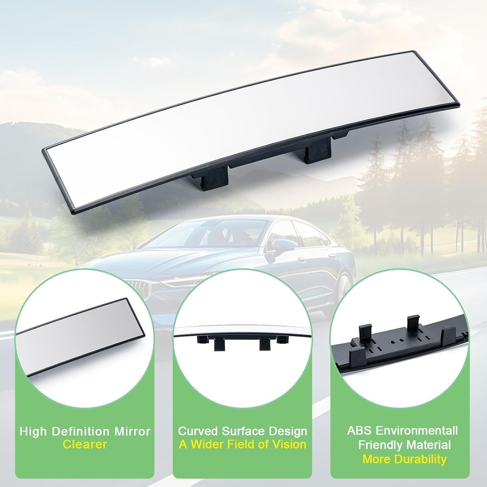 11.81 Universal Panoramic Rear View Mirror,Interior Clip-On Wide Angle,Convex Re