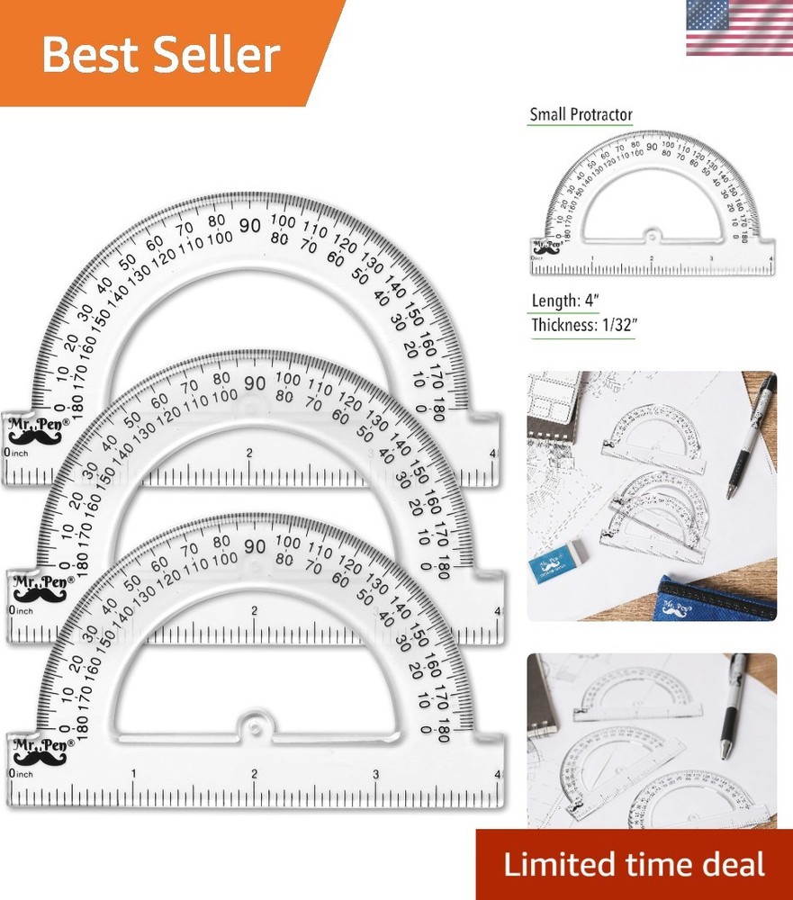 - Plastic Protractor, 3 Pack, 4 Inch, Small Protractors for Geometry Classroom S