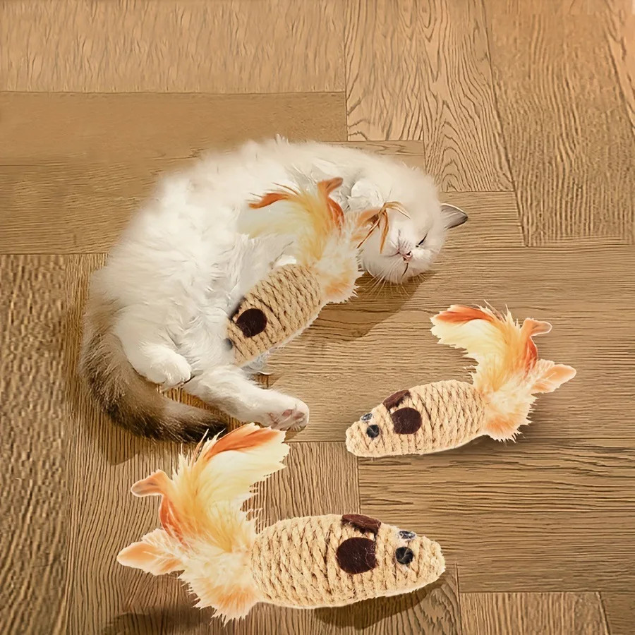 Sisal False Mouse Cat Toy Mouse Teasing Bite Resistance Stuffed Toy Interactive