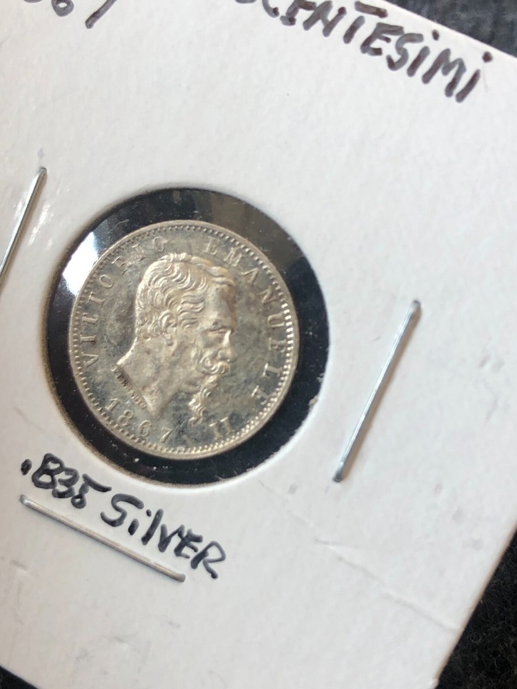 1867 Italy Silver 20 Centesimi KM-13.2
