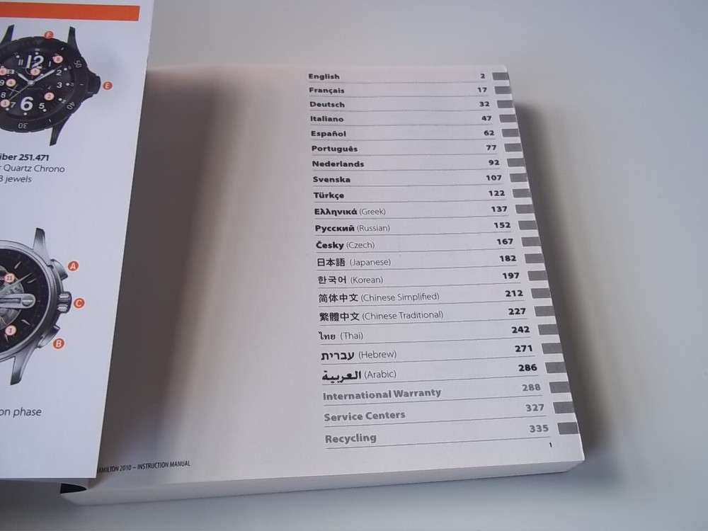 Hamilton watch Instruction Manual. Pre-owned.