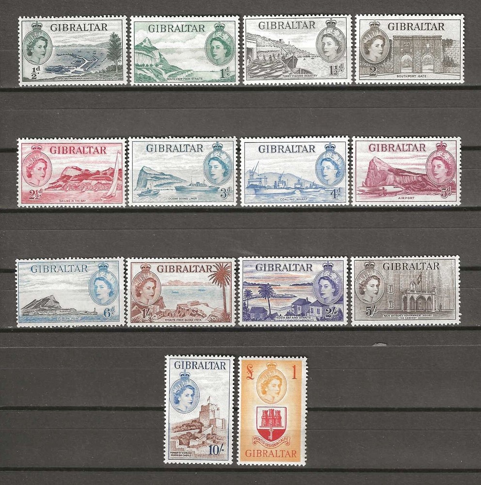GIBRALTAR 1953/59 SG 145/158 MINT