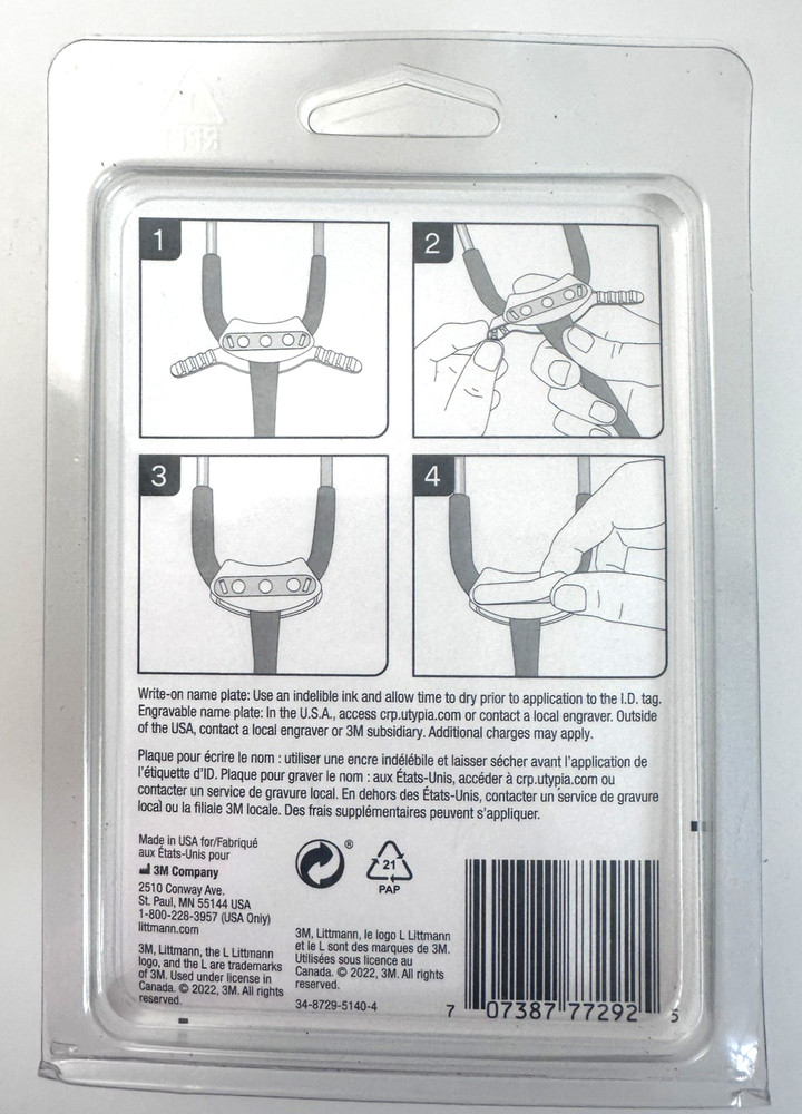 3M Littmann Stethoscope Identification Tag, Black, 40007