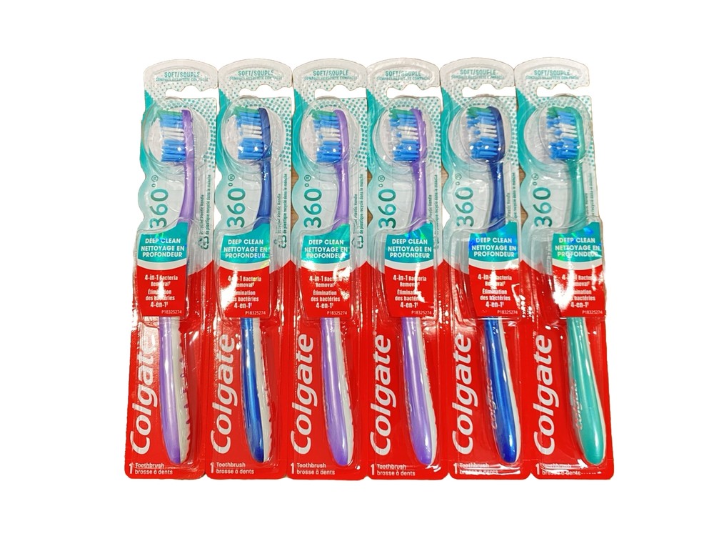 (12) Colgate 360° Manual Toothbrush, Deep Clean, Soft Bristles Compact