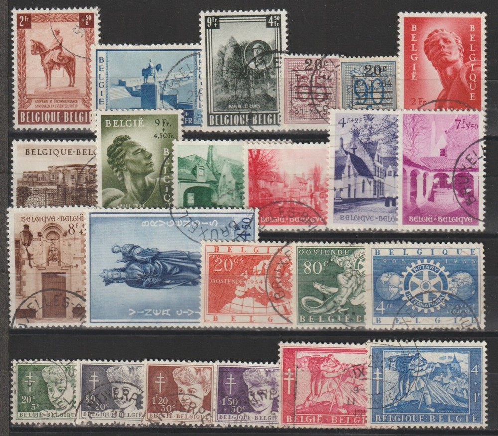 Belgium - Year set - 1954 - 23 stamps - Used -