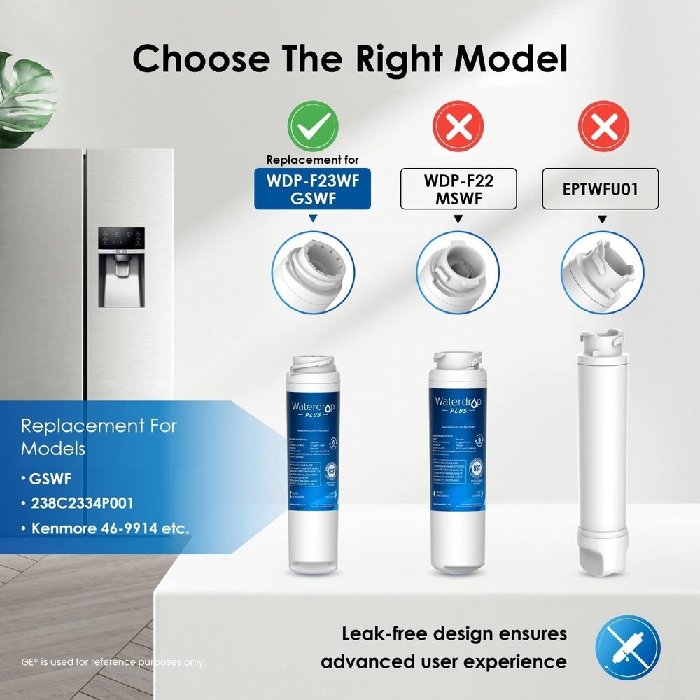 Waterdrop Plus WDP-GSWF Filter – GE GSWF Replacement, NSF 401/53, 2-Pack