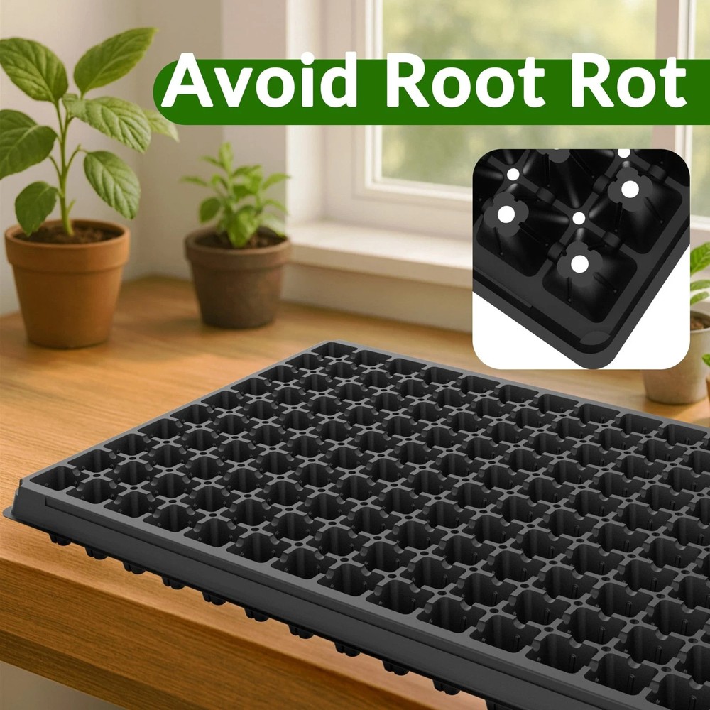 10 Pack 200 Cell Seed Starter Trays, 1.5" Deep Plug Tray for Seedlings, Durab...