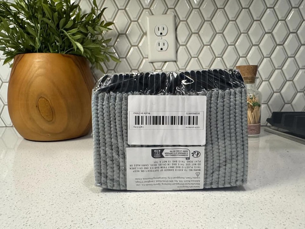 Gray Knit Basket Storage Organizer with Handles
