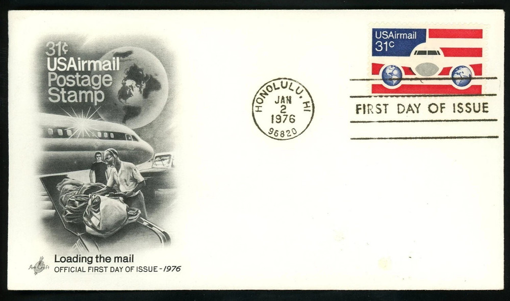 AVIATION AIRMAIL #C90  31c airmail   1976 ARTCRAFT CACHET FDC UNADDR
