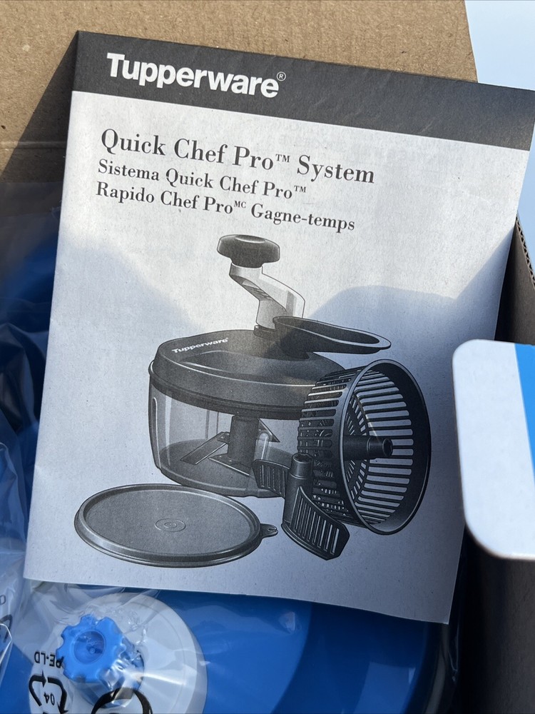 Tupperware Quick Chef Pro System Blue Manual Food Processor Chopper New