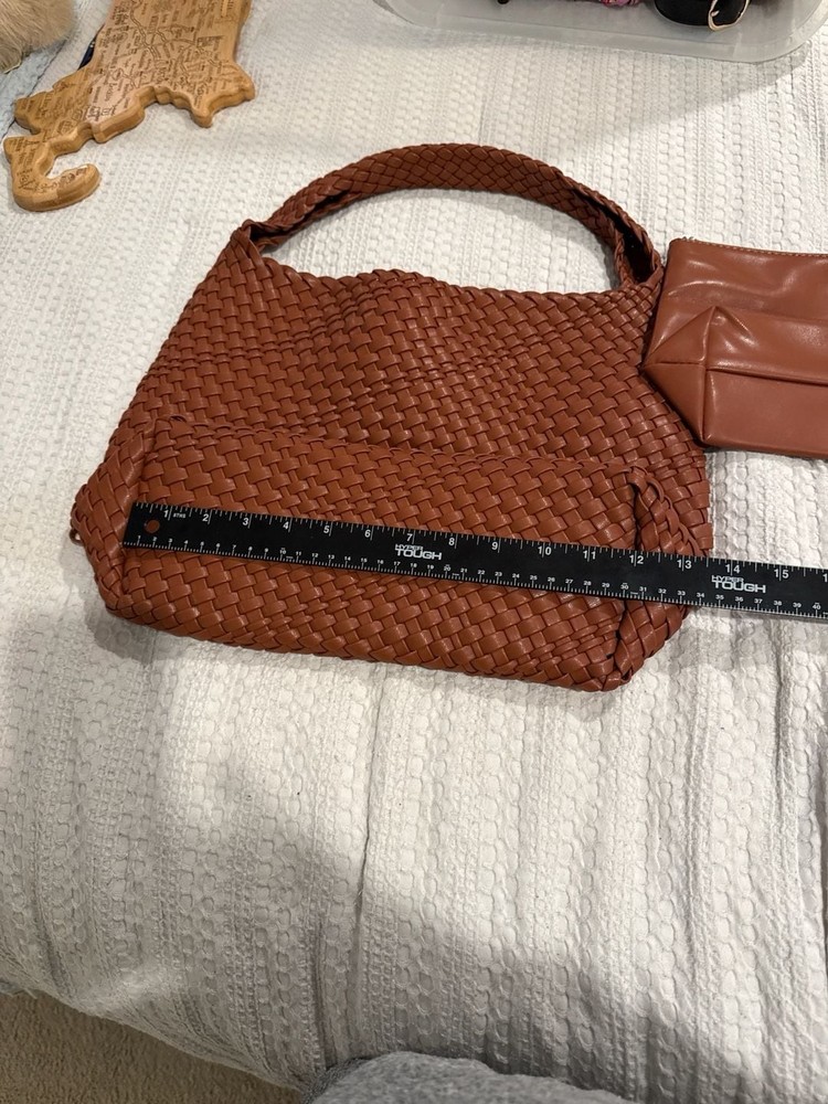 Vegan Leather Hand-Woven Tote Handbag