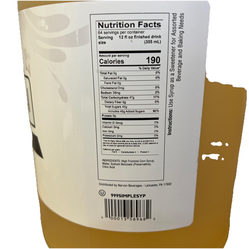 Narvon Simple Syrup 1 Gallon