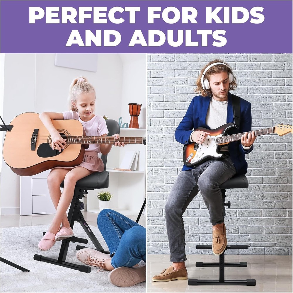 Guitar Stool Adjustable Stool - Standard Musician Drum Throne with Backrest -...