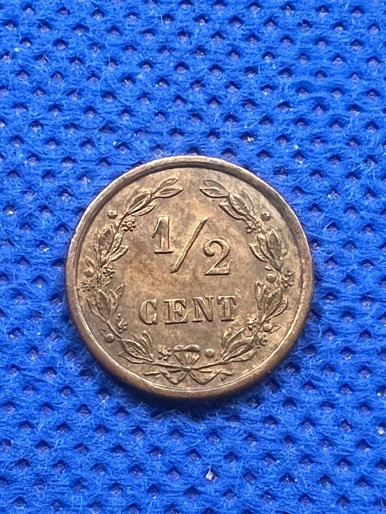1901Netherlands - 1/2 Cent WITH DIE CRACK #148