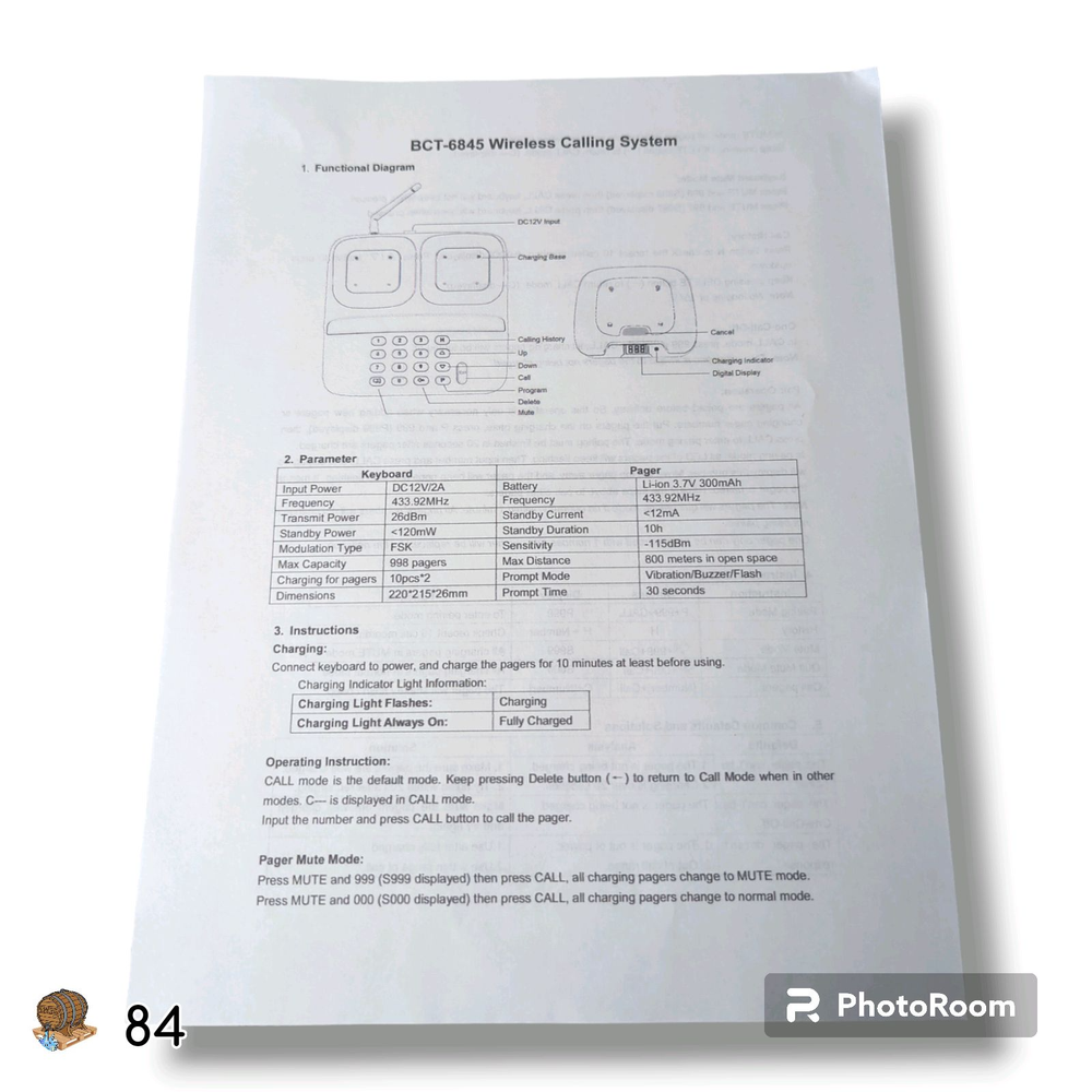 AGJ Restaurant Pager System Wireless Calling System w/ 20 Pagers Beeper Buzzer