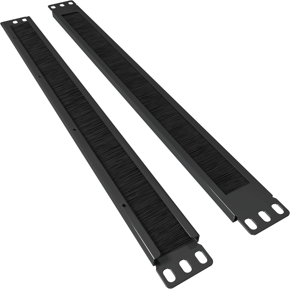 19" Rackmount Brush Panel (2-Pack) for Cable Management and Airflow Efficiency