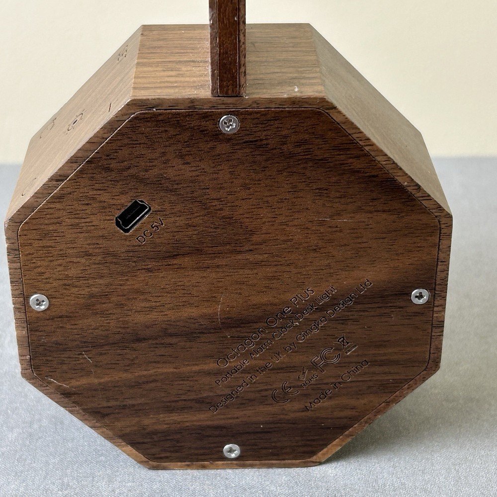 Gingko Octagon One Plus Alarm Clock Light Natural Walnut