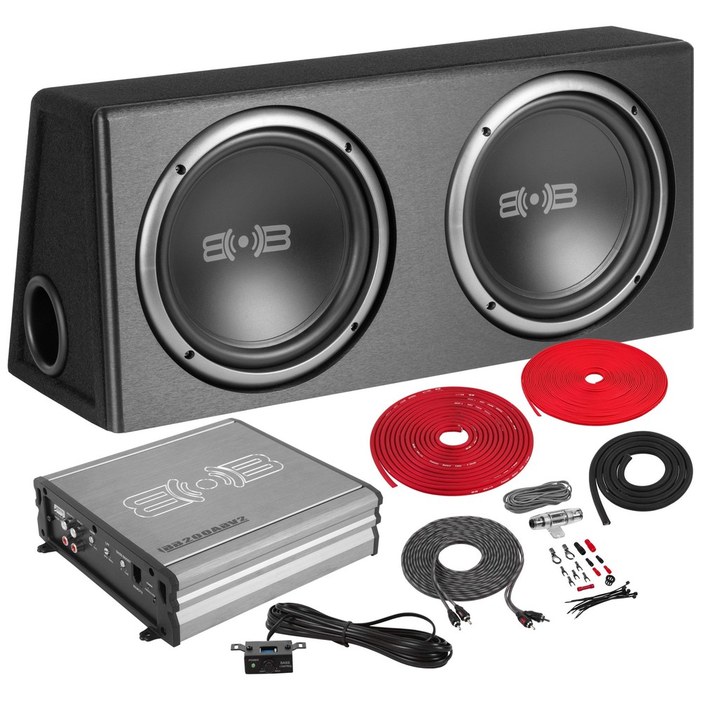 BPKG210v2 Dual 10" Loaded Ported Subwoofer Package with Amplifier & Wiring Kit