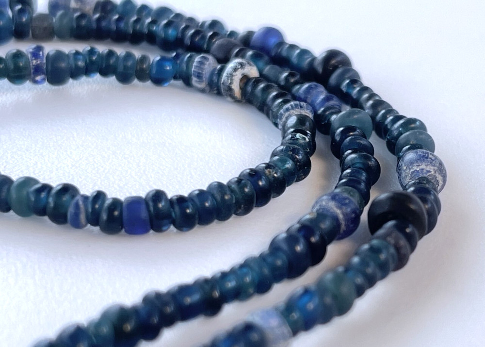 Authentic Ancient Indo Pacific / Nila Dark Blue Bead Strands