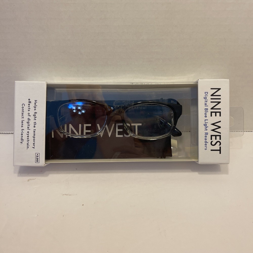 NINE WEST Digital Blue Light Filtering Glasses +2.00 Peyton Blackw/case