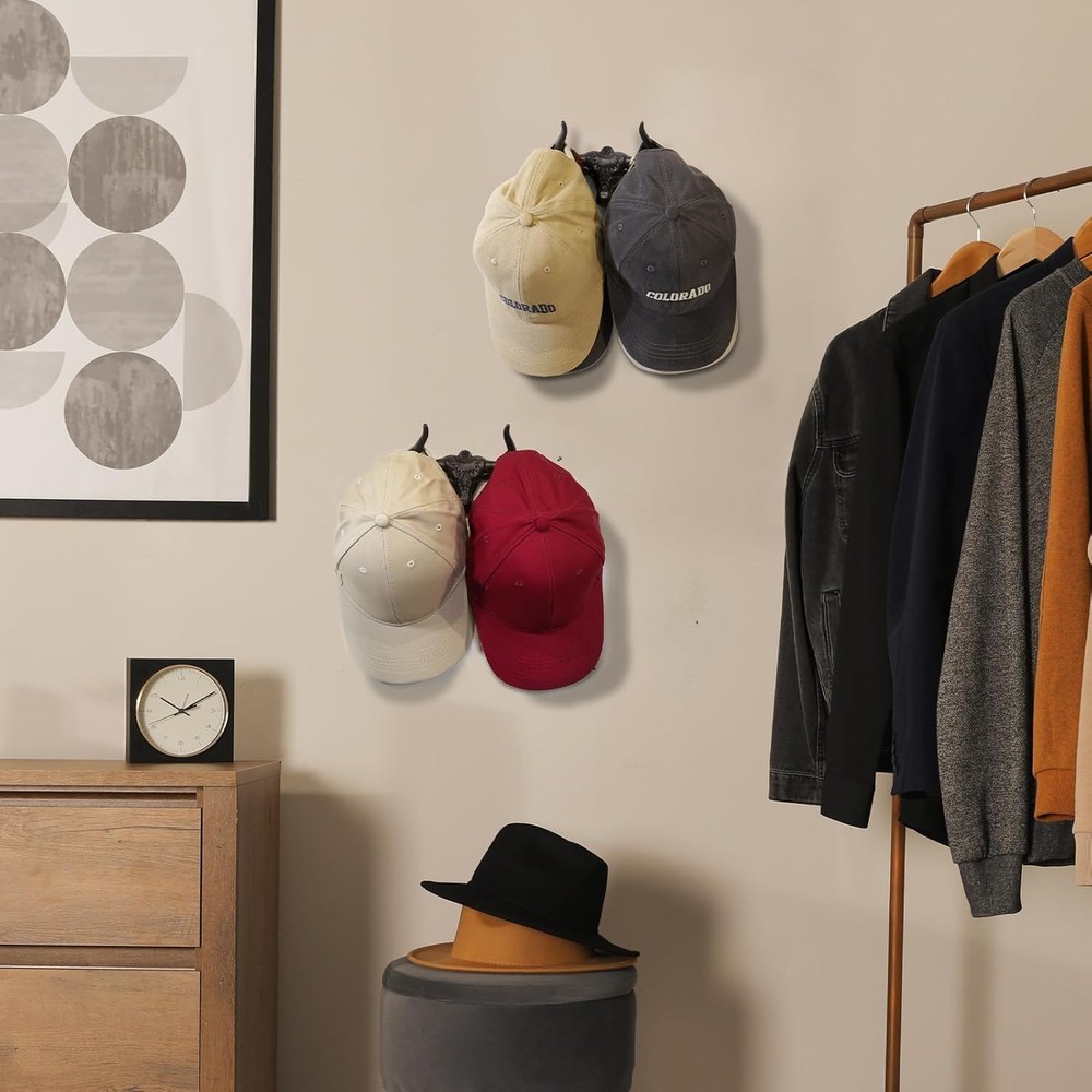 Cowboy Hat Rack for Wall 2 Pack Hook Cast 2 Pack, Antique Rust