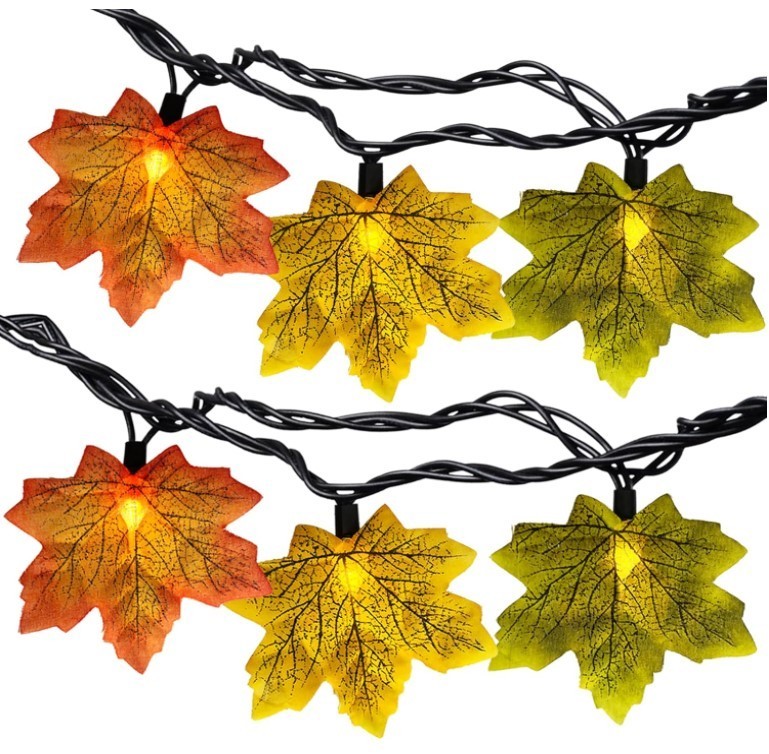 13.6FT Fall Lights Thanksgiving String 35 Multi-colored Maple Leaf