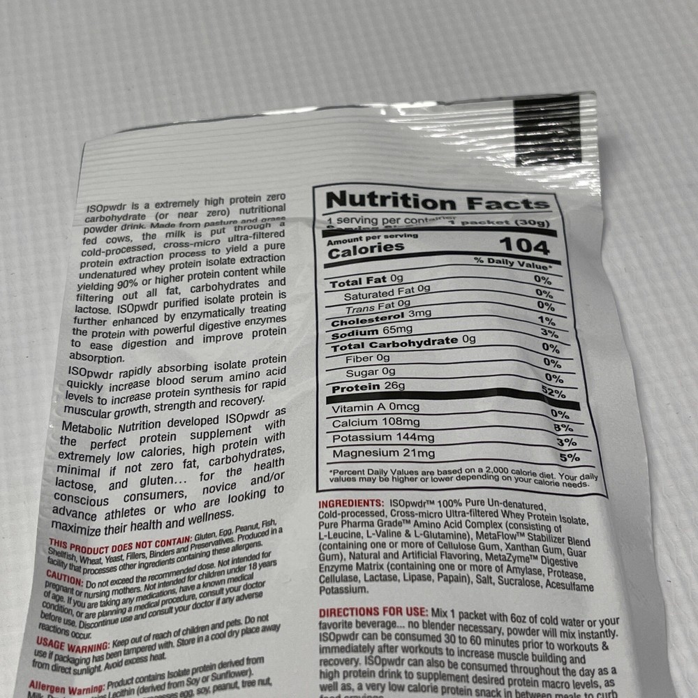 metabolic nutrition ISO Pwdr Whey Protein Isolate