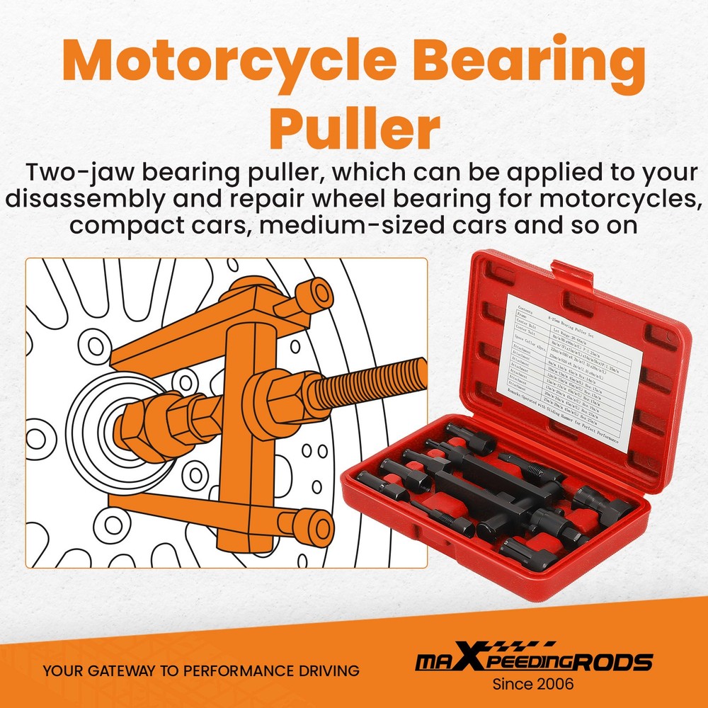 8-25MM Motorcycle Internal Bearing Puller Set Inner Bearing Puller Sets w/ Box