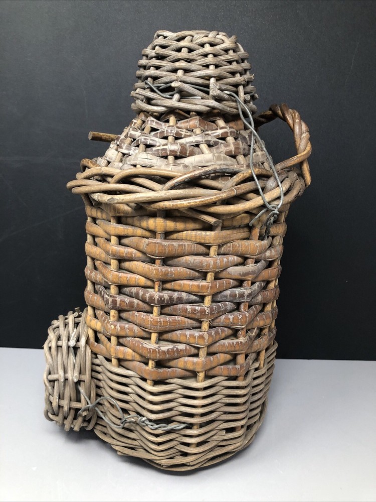 wicker Covered Stoneware Cider Flagon #619