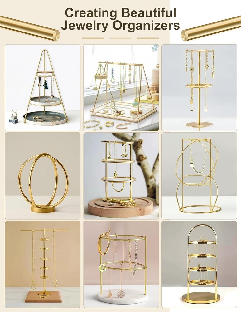 27 PCS Solid Brass Rods Assortment – 9 Sizes (1mm–8mm Diameter), 120mm Length