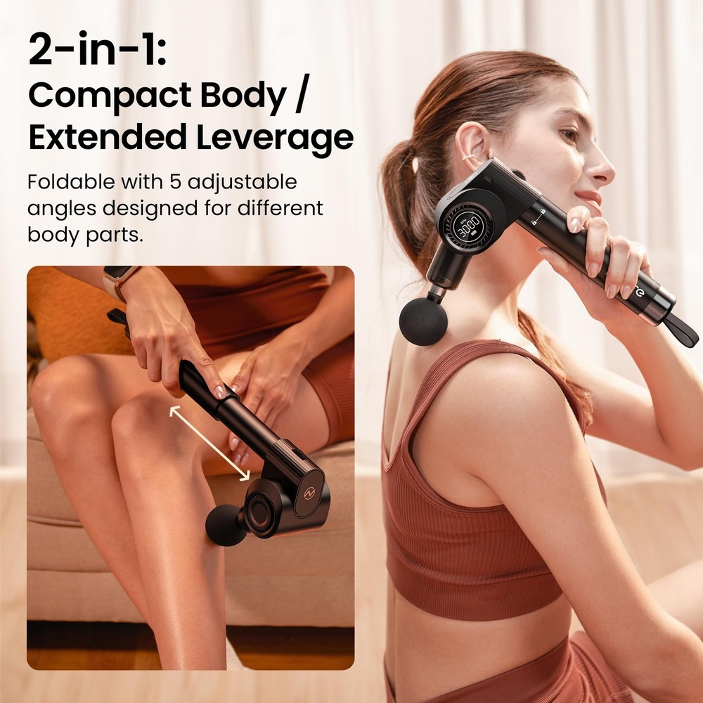 NAPRE Foldable Massage Gun Deep Tissue with 5 Adjustable Angles,Portable Hand...