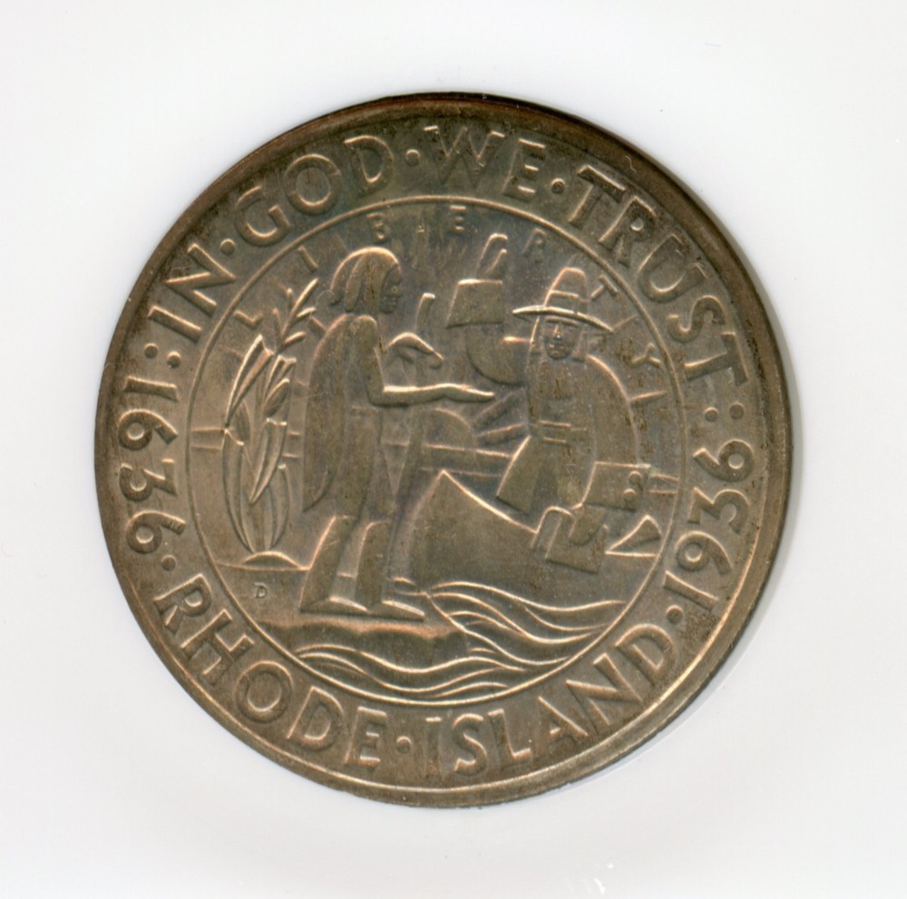 1936 D Rhode Island Tercentenary Commemorative Silver Half Dollar NGC MS 64