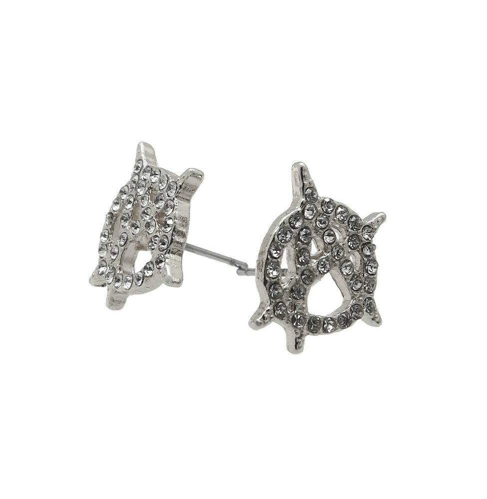 Stone Stud Anarchy Symbol Surgical Steel Post Pierced Stud Earring XE1214