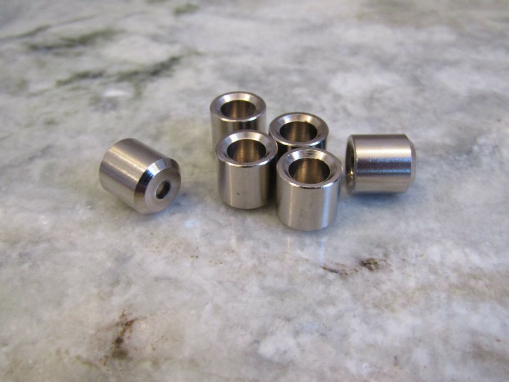6 GUITAR FLUSH FIT FERRULES / GROMMETS FOR STRING THROUGH GUITAR BODIES - CHROME