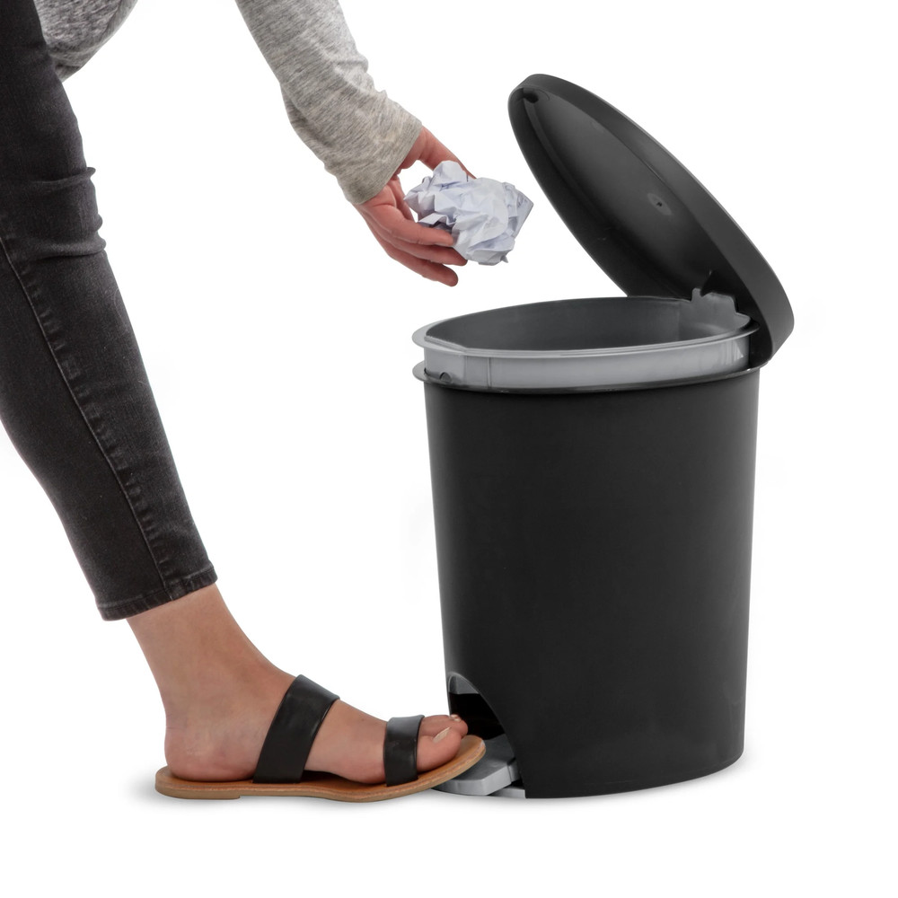 (2 pack) Trash Can, 2.6 Gallon Plastic Garbage Bucket Bin with Step Lid