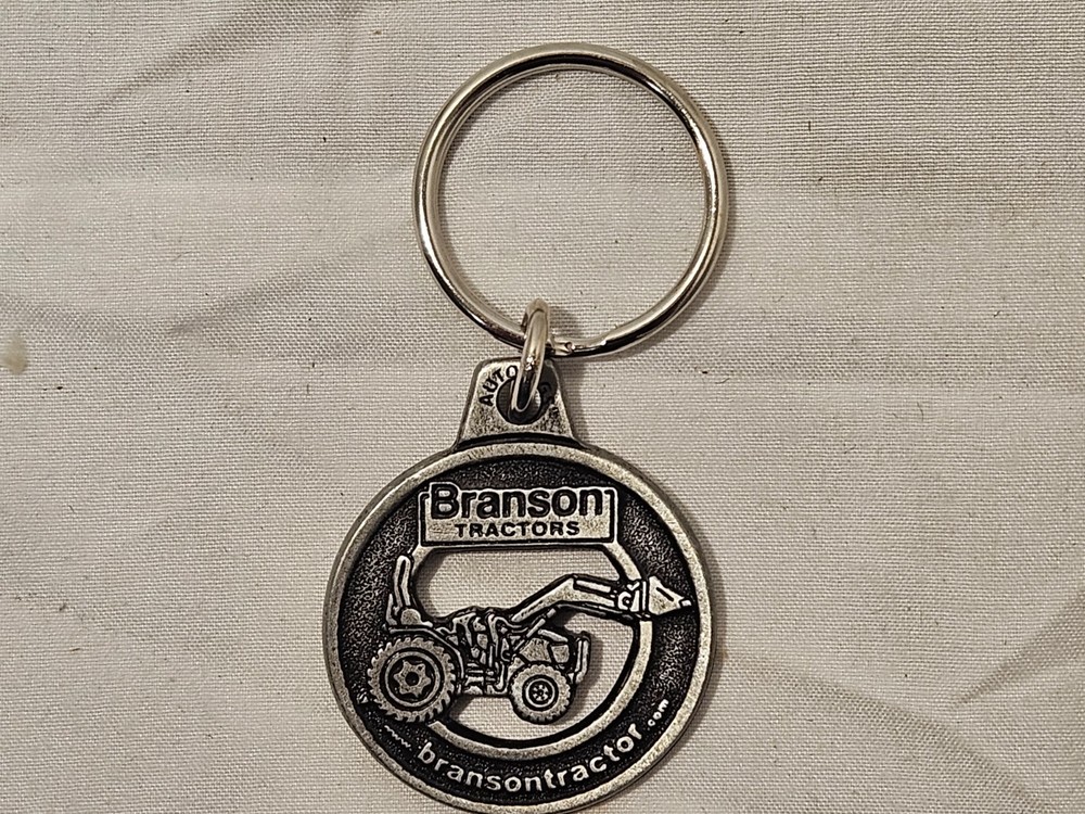 NEW BRANSON TRACTOR CO. 2 SIDED METAL KEYCHAIN FEATURING LOADER TRACTOR